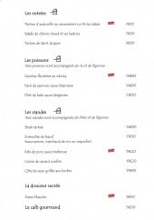 Menu Le seino marin - Les entrées, poissons,...