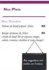 Menu Restaurant 4 Saisons - Plats et fromages 