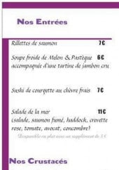 Menu Restaurant 4 Saisons - Entrées et crustacés 