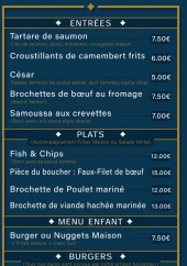 Menu La Cantine du Château - Les entrées, plats et burgers, ...