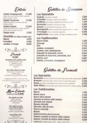 Menu Chez Marion - Entrées, formules, galettes,...