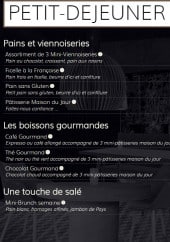 Menu La Colombe - Petit déjeuner