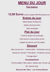 Menu Les Champs Elysées - Un exemple de menu du jour