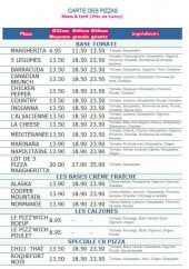 Menu CB Pizza - Les pizzas