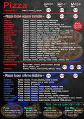 Menu La dolce Vita - les pizzas, salades, pates et sandwichs,...