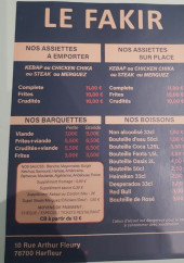 Menu Le Fakir - Les assiettes, barquettes et boissons