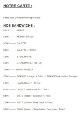 Menu Snackebab - Les sandwichs