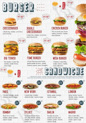 Menu o'mozza foods - Les burgers et sandwichs