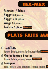 Menu Bella Pizza - Tex mex tartes et salades