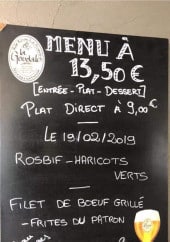 Menu L'Estaminet - Exemple de menu