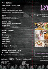 Menu Salon Lyes - Les salades , menu etidiant et boissons...