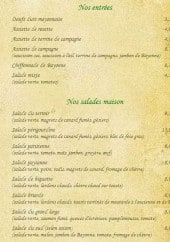 Menu Auberge du Bréon - Les entrées, salades