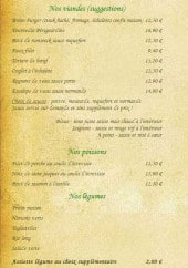 Menu Auberge du Bréon - Les viandes, poissons, légumes