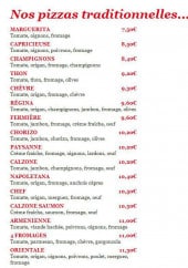 Menu La Louanessa - Les pizzas traditionnelles