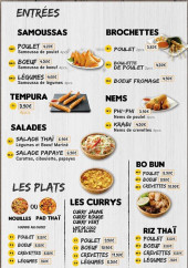 Menu Mya thai - Les entrées et plats