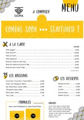Menu Goma - A La carte et boissons, desserts,..