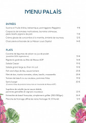 Menu Menu palais - les entrées et plats
