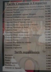 Menu La Tour d' Agadir - Les couscous