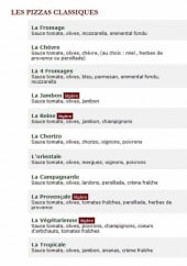 Menu Le Kiosque à Pizzas - Les pizzas classiques
