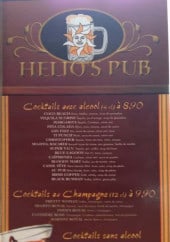 Menu Helio's Pub - Les cocktails