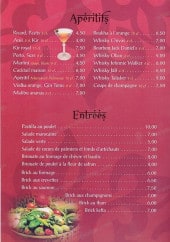 Menu Marrakech Palmeraie - Les apéritifs et les entrées