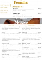 Menu Noura Street Food - Les formules et mezzés