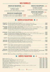 Menu L’Atelier Artisan Crêpier - Les formules et crêpes