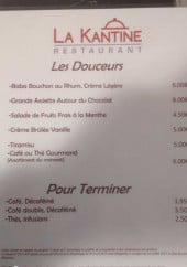 Menu La Kantine - Les douceurs et pour términer