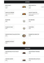 Menu Asian Food - Les entrées et yakitoris