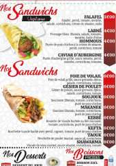 Menu Chez Mama - Les sandwichs, desserts et boissons