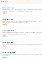 Menu Frenchiez - Les burgers