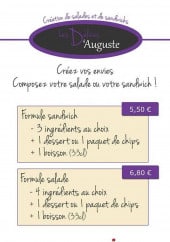 Menu Les Délices d'Auguste - Formules