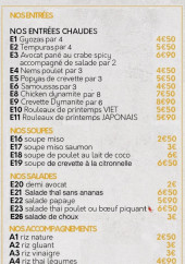 Menu Sabaĩdi - Entrées, soupes et salades,...