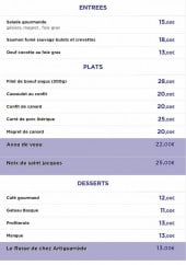 Menu Plein Sud - Entrées, plats et desserts