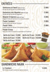 Menu O' délices indiens - Les entrées, naans et sandwiches