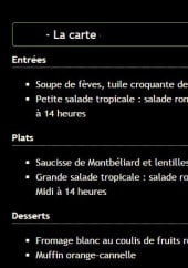 Menu Midi à 14 heures - Exemple des entrées, plats...