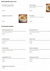 Menu Pizza Bianca - Les sélections, grandes salades