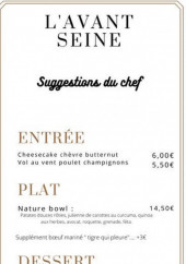 Menu L' Avant Seine - Les suggestions