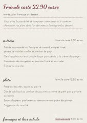 Menu Restaurant La Licorne - La formule à 22.90€