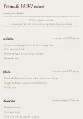 Menu Restaurant La Licorne - La formule à 14.90€