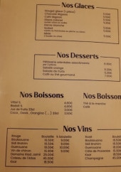 Menu L'auberge du Maroc - Les glaces, desserts et boissons, ...