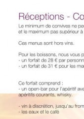 Menu Auberge du Château - Les conditions réceptions