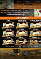 Menu Le comptoir des halles - Tacos et sandwiches