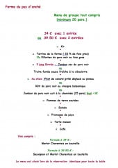 Menu La ferme-auberge - Le menu du groupes à 24€ ou 39,5€