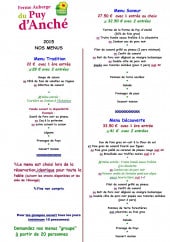 Menu La ferme-auberge - Les menus