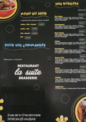 Menu La Suite - Les burgers et menu du jour