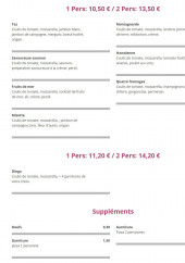 Menu Miss Pizza - Les pizzas suite