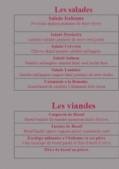 Menu Pizzeria La Mama Restaurant - Les salades et viandes