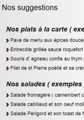 Menu L'Atelier Gourmand - Exemple de suggestion