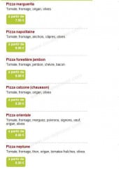 Menu Andiamo pizza - Les pizzas: marguerita,napolitaine,orientale...